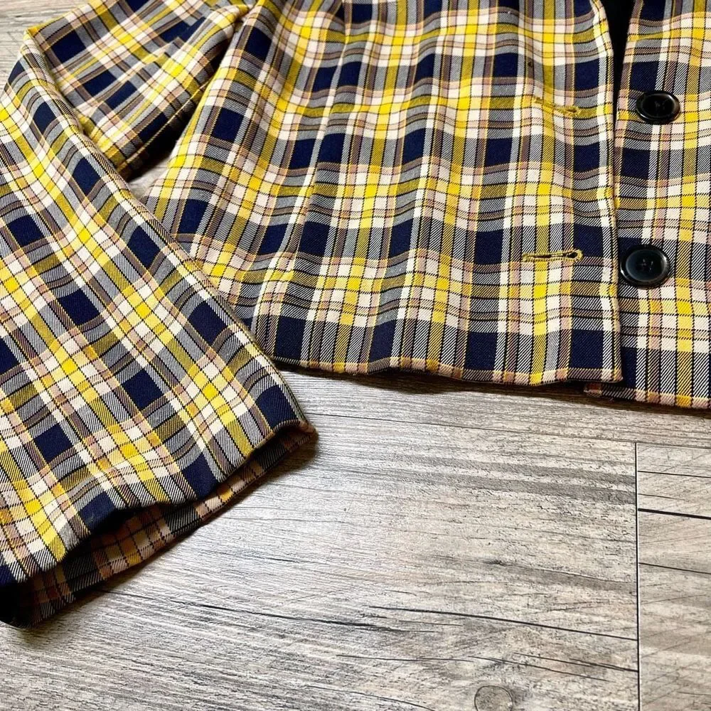 Capulet Womens Multicolor Plaid Collared Cropped Lined Blazer Size Small - Picture 7 of 9